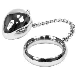 METAL HARD - COCK RING 40MM + CHAIN WITH METAL BALL 2